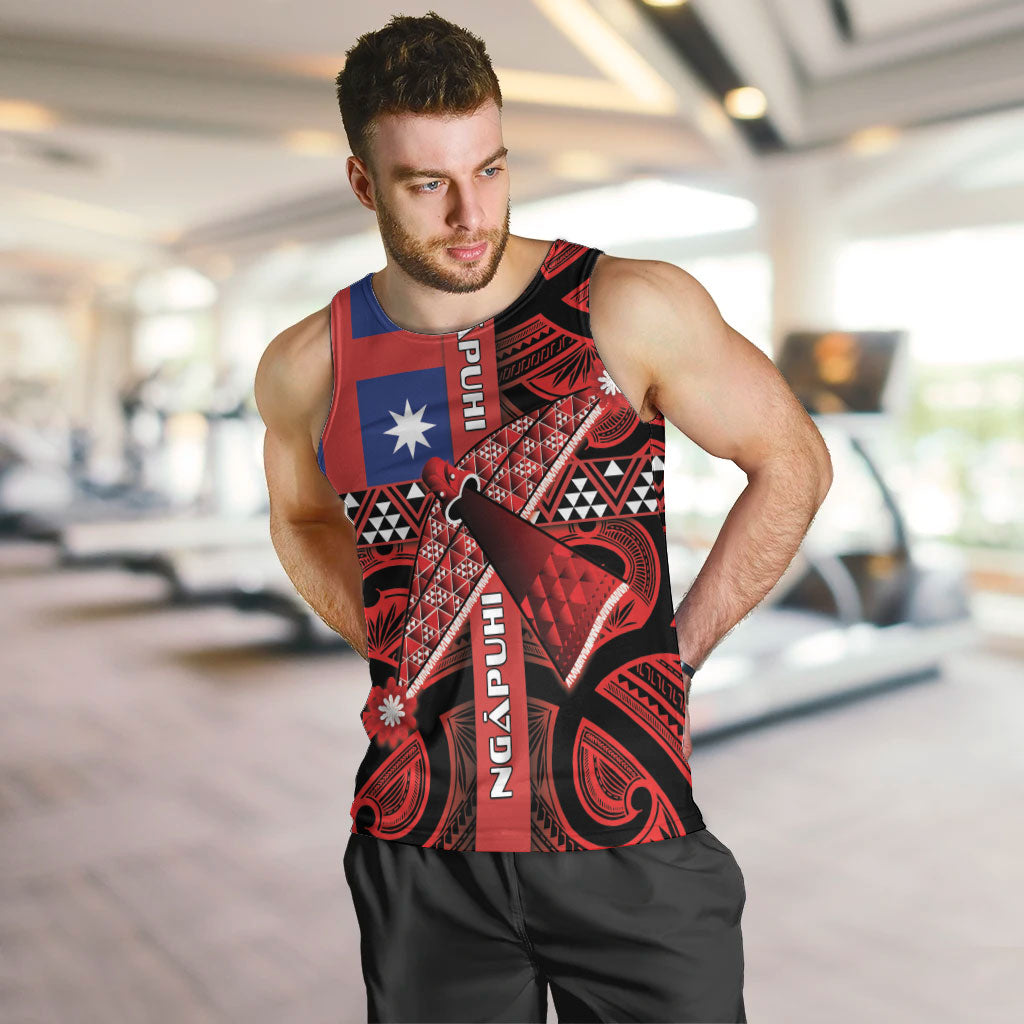Aotearoa Iwi Ngapuhi Men Tank Top Tuhoronuku Kite United Tribes Flag Maori Pattern LT22 Red - Polynesian Pride