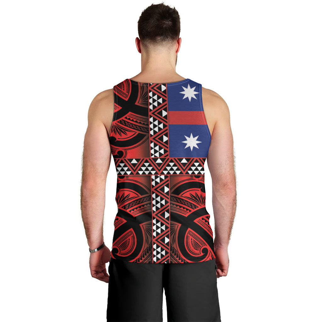 Aotearoa Iwi Ngapuhi Men Tank Top Tuhoronuku Kite United Tribes Flag Maori Pattern LT22 - Polynesian Pride