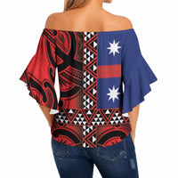 Aotearoa Iwi Ngapuhi Off Shoulder Wrap Waist Top Tuhoronuku Kite United Tribes Flag Maori Pattern LT22 - Polynesian Pride