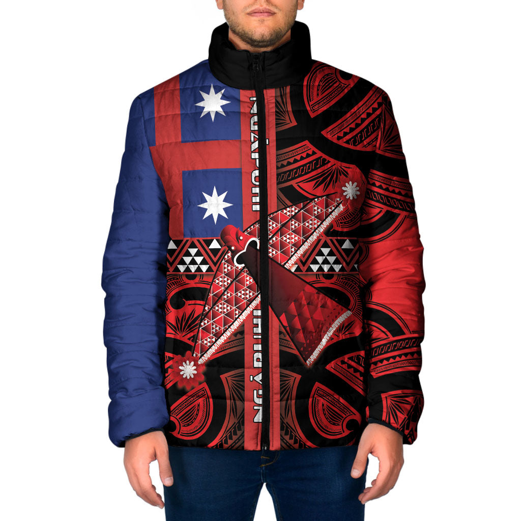 Aotearoa Iwi Ngapuhi Padded Jacket Tuhoronuku Kite United Tribes Flag Maori Pattern LT22 Men Red - Polynesian Pride