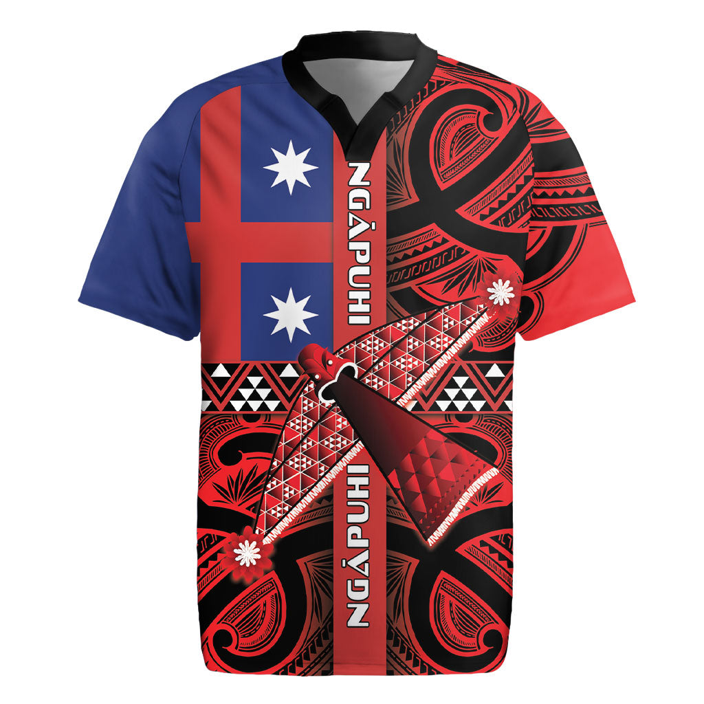 Aotearoa Iwi Ngapuhi Rugby Jersey Tuhoronuku Kite United Tribes Flag Maori Pattern LT22 Red - Polynesian Pride