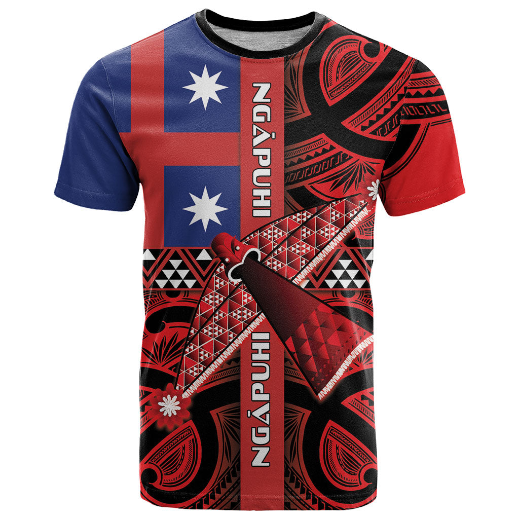 Aotearoa Iwi Ngapuhi T Shirt Tuhoronuku Kite United Tribes Flag Maori Pattern LT22 Red - Polynesian Pride