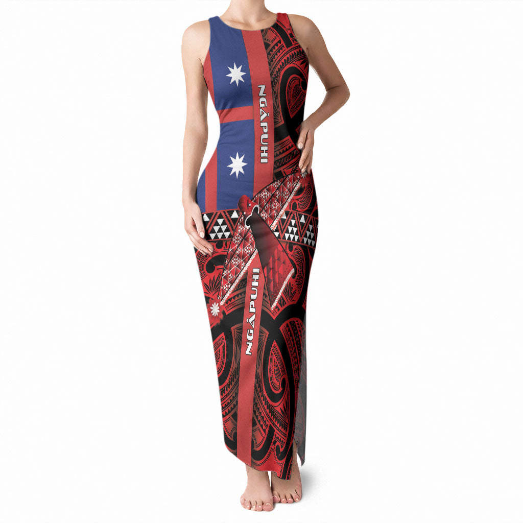 Aotearoa Iwi Ngapuhi Tank Maxi Dress Tuhoronuku Kite United Tribes Flag Maori Pattern LT22 Women Red - Polynesian Pride