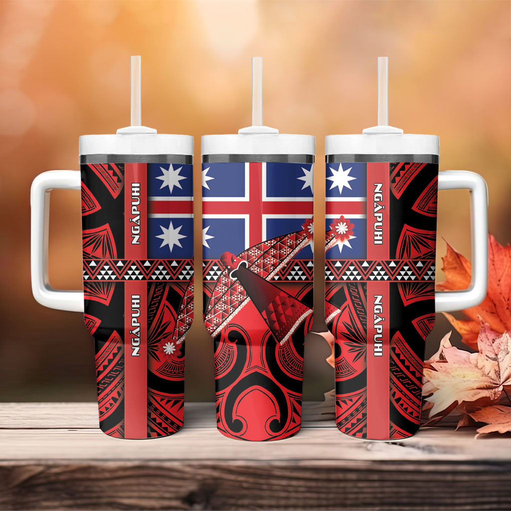 Aotearoa Iwi Ngapuhi Tumbler With Handle Tuhoronuku Kite United Tribes Flag Maori Pattern LT22 - Polynesian Pride