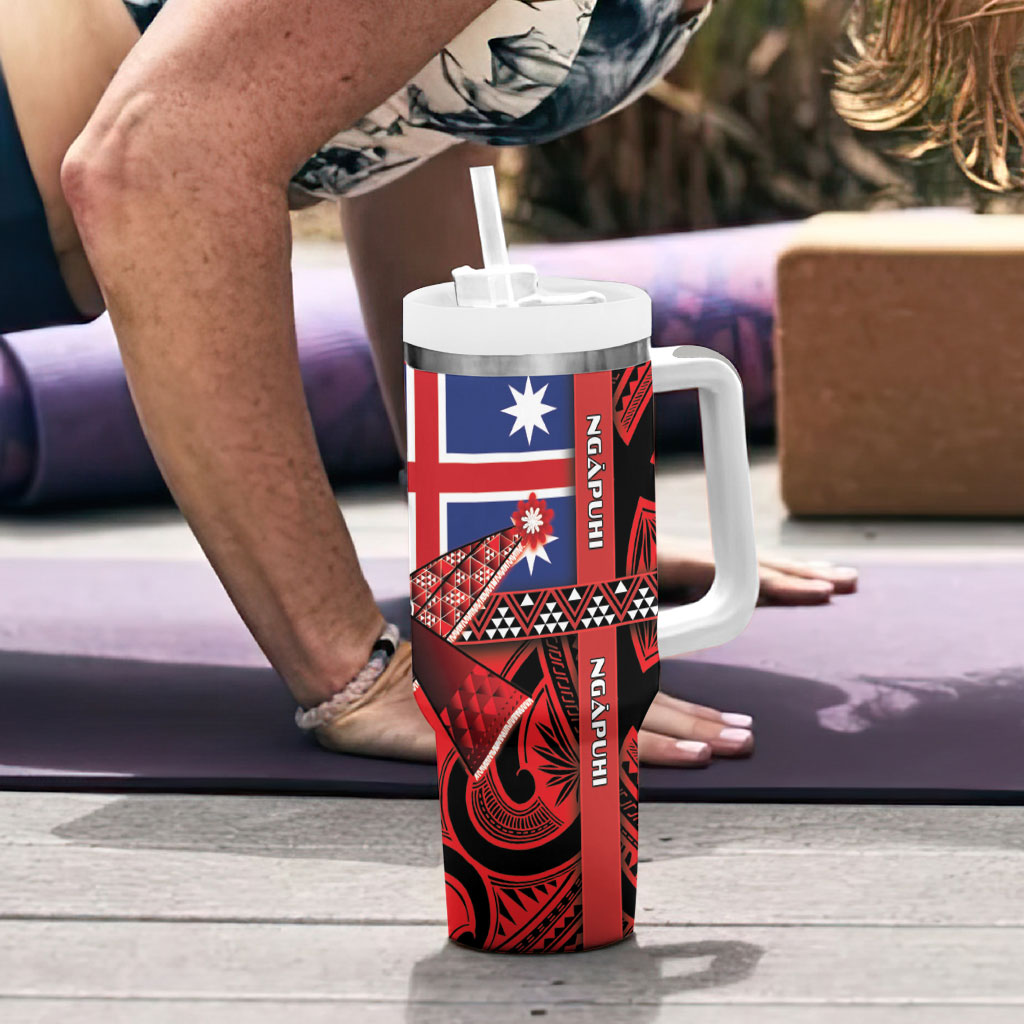 Aotearoa Iwi Ngapuhi Tumbler With Handle Tuhoronuku Kite United Tribes Flag Maori Pattern LT22 - Polynesian Pride