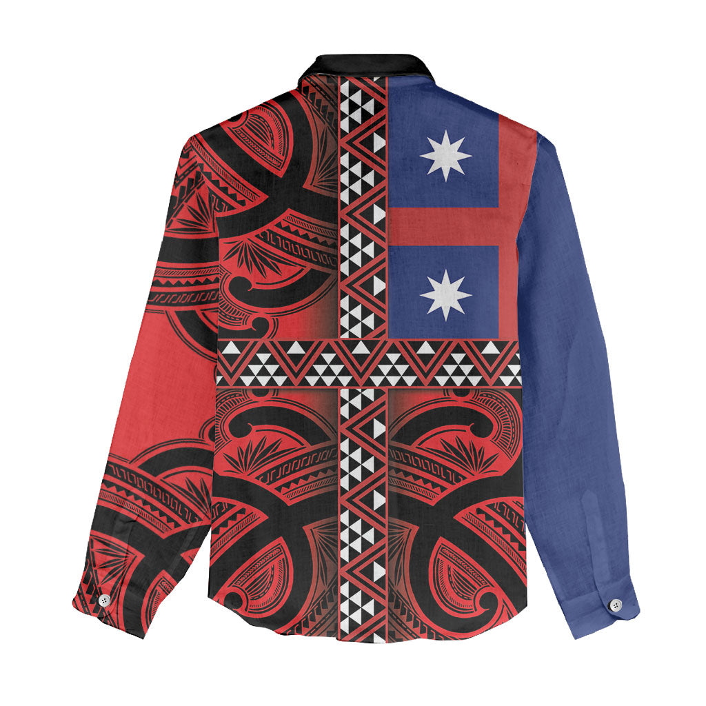 Aotearoa Iwi Ngapuhi Women Casual Shirt Tuhoronuku Kite United Tribes Flag Maori Pattern LT22 - Polynesian Pride