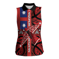 Aotearoa Iwi Ngapuhi Women Sleeveless Polo Shirt Tuhoronuku Kite United Tribes Flag Maori Pattern LT22 Female Red - Polynesian Pride