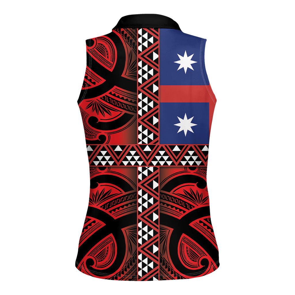 Aotearoa Iwi Ngapuhi Women Sleeveless Polo Shirt Tuhoronuku Kite United Tribes Flag Maori Pattern LT22 - Polynesian Pride