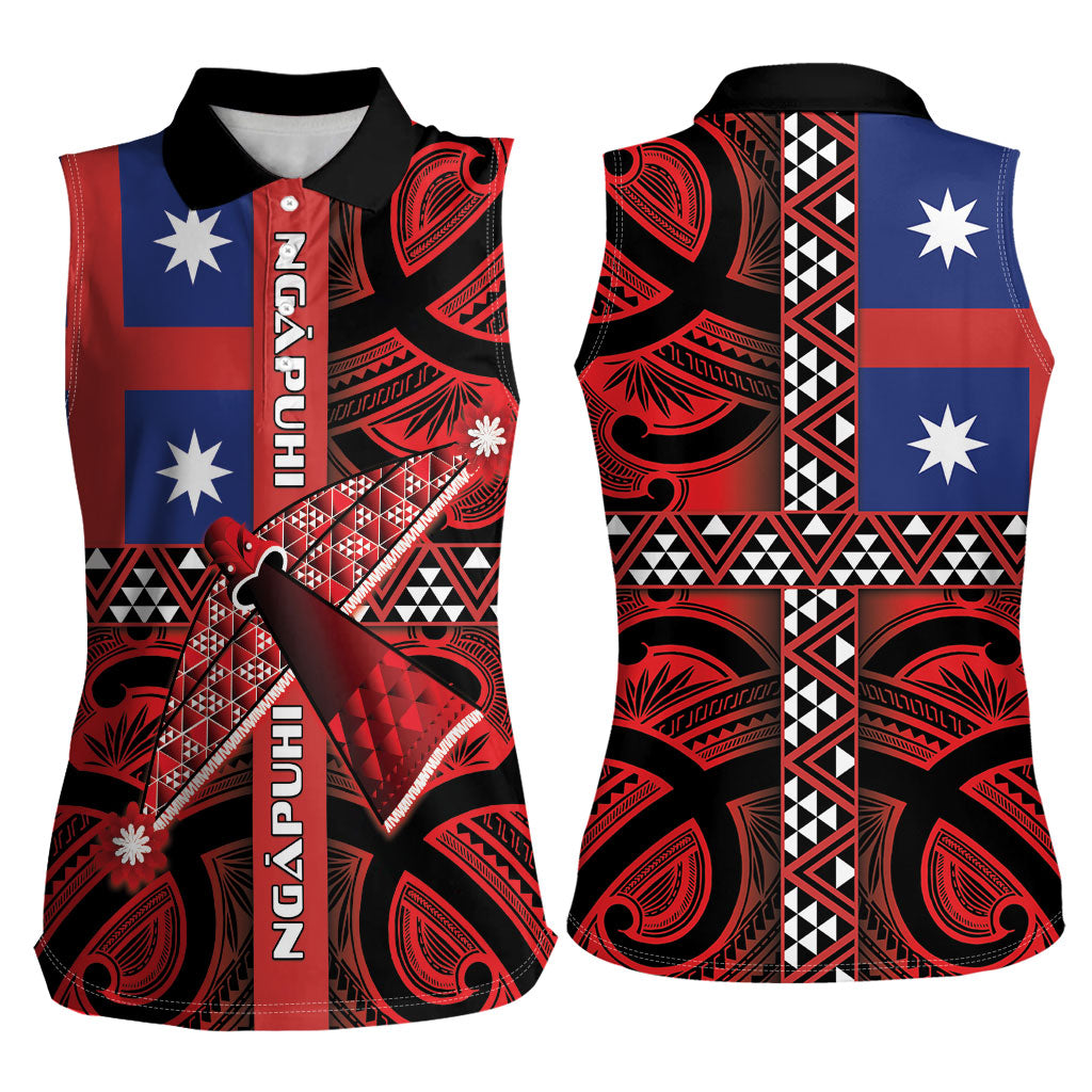 Aotearoa Iwi Ngapuhi Women Sleeveless Polo Shirt Tuhoronuku Kite United Tribes Flag Maori Pattern LT22 - Polynesian Pride