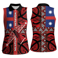 Aotearoa Iwi Ngapuhi Women Sleeveless Polo Shirt Tuhoronuku Kite United Tribes Flag Maori Pattern LT22 - Polynesian Pride