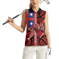 Aotearoa Iwi Ngapuhi Women Sleeveless Polo Shirt Tuhoronuku Kite United Tribes Flag Maori Pattern LT22 - Polynesian Pride