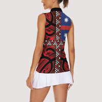 Aotearoa Iwi Ngapuhi Women Sleeveless Polo Shirt Tuhoronuku Kite United Tribes Flag Maori Pattern LT22 - Polynesian Pride