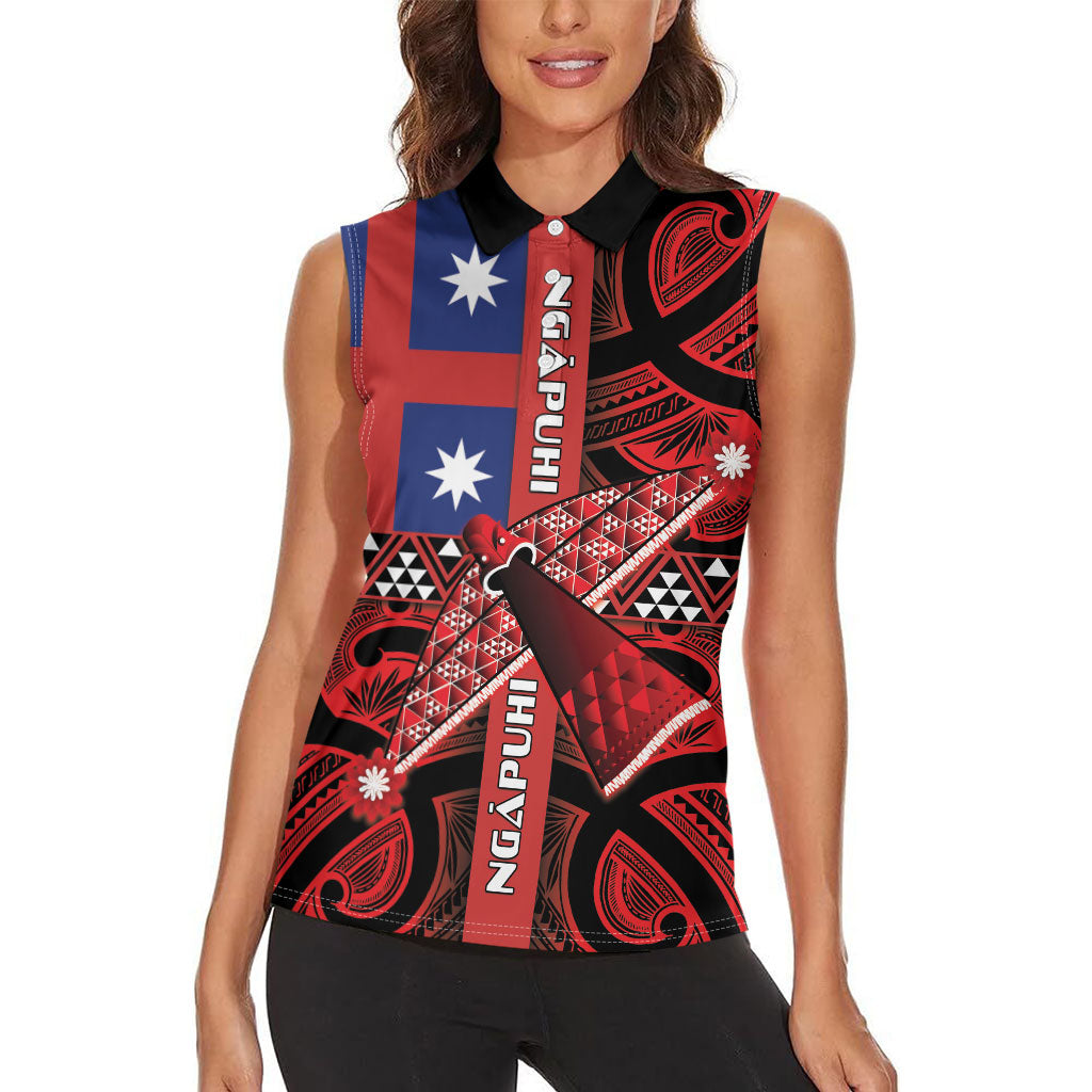 Aotearoa Iwi Ngapuhi Women Sleeveless Polo Shirt Tuhoronuku Kite United Tribes Flag Maori Pattern LT22 - Polynesian Pride