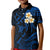 Personalised Niihau Hawaii Kid Polo Shirt Polynesian Tattoo and Pacific Plumeria Blue Vibe LT9 Kid Blue - Polynesian Pride