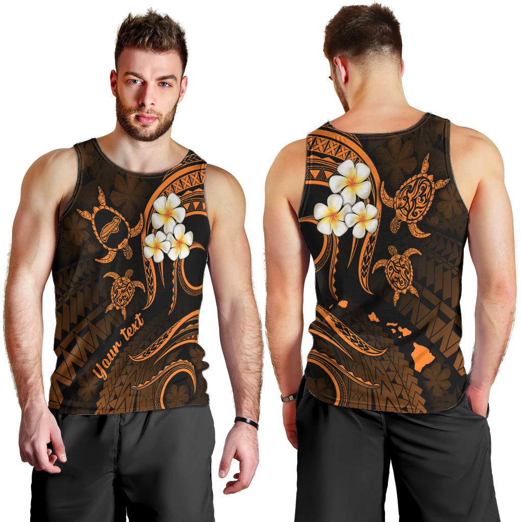 Personalised Niihau Hawaii Men Tank Top Polynesian Tattoo and Pacific Plumeria Gold Vibe LT9 - Polynesian Pride