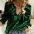 Personalised Niihau Hawaii Women Casual Shirt Polynesian Tattoo and Pacific Plumeria Green Vibe LT9 Female Green - Polynesian Pride