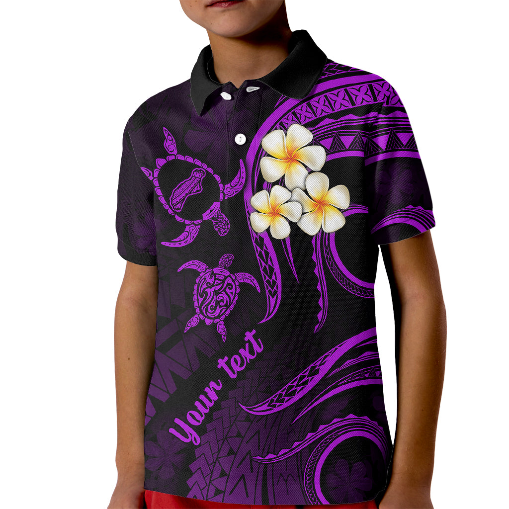 Personalised Niihau Hawaii Kid Polo Shirt Polynesian Tattoo and Pacific Plumeria Purple Vibe LT9 Kid Purple - Polynesian Pride