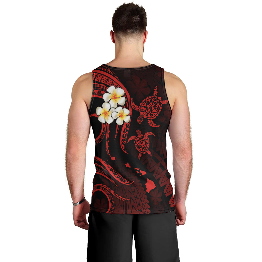 Personalised Niihau Hawaii Men Tank Top Polynesian Tattoo and Pacific Plumeria Red Vibe LT9 - Polynesian Pride