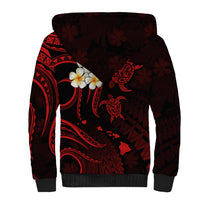 Personalised Niihau Hawaii Sherpa Hoodie Polynesian Tattoo and Pacific Plumeria Red Vibe LT9 - Polynesian Pride