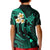 Personalised Niihau Hawaii Kid Polo Shirt Polynesian Tattoo and Pacific Plumeria Turquoise Vibe LT9 - Polynesian Pride
