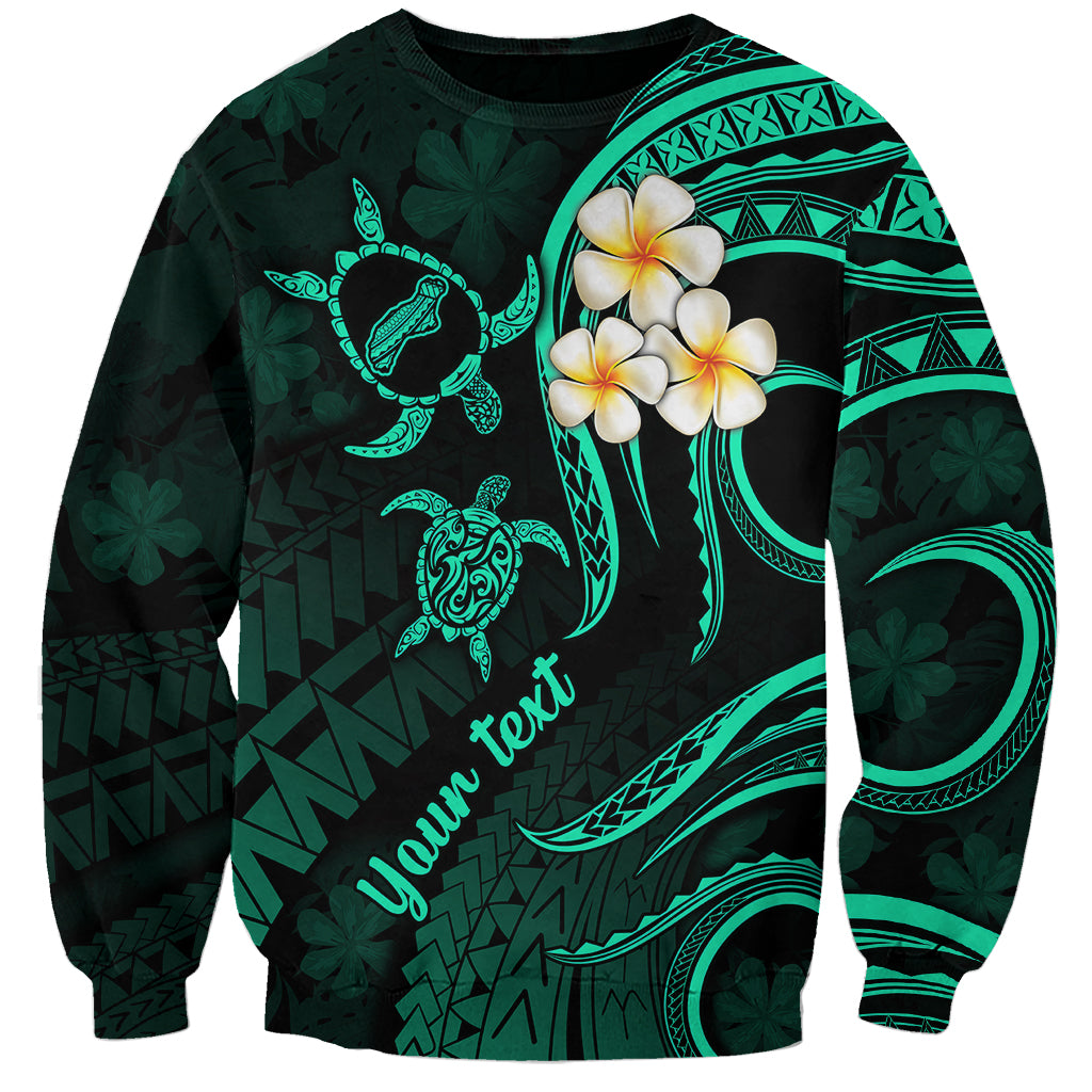 Personalised Niihau Hawaii Sweatshirt Polynesian Tattoo and Pacific Plumeria Turquoise Vibe LT9 Unisex Turquoise - Polynesian Pride