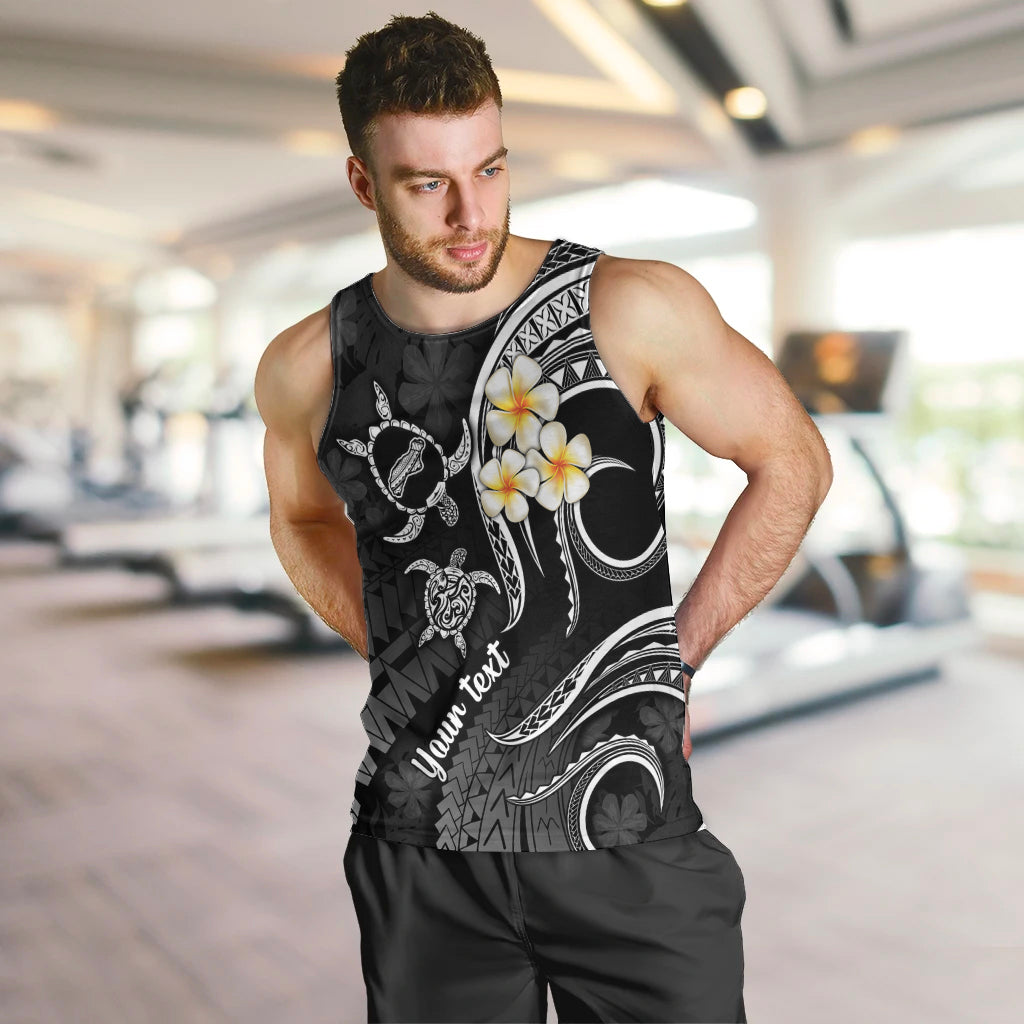 Personalised Niihau Hawaii Men Tank Top Polynesian Tattoo and Pacific Plumeria White Vibe LT9 - Polynesian Pride