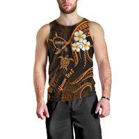 Personalised Molokai Hawaii Men Tank Top Polynesian Tattoo and Pacific Plumeria Gold Vibe LT9 - Polynesian Pride