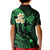 Personalised Molokai Hawaii Kid Polo Shirt Polynesian Tattoo and Pacific Plumeria Green Vibe LT9 - Polynesian Pride