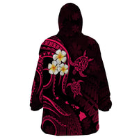 Personalised Molokai Hawaii Wearable Blanket Hoodie Polynesian Tattoo and Pacific Plumeria Pink Vibe LT9 - Polynesian Pride