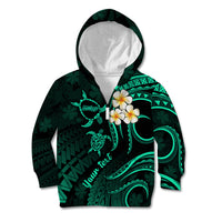 Personalised Molokai Hawaii Kid Hoodie Polynesian Tattoo and Pacific Plumeria Turquoise Vibe LT9 Zip Hoodie Turquoise - Polynesian Pride