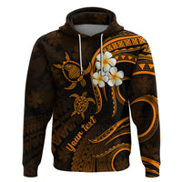 Custom Lanai Hawaii Hoodie Polynesian Tattoo and Pacific Plumeria Gold Vibe LT9 Pullover Hoodie Gold - Polynesian Pride
