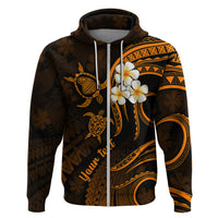 Custom Lanai Hawaii Hoodie Polynesian Tattoo and Pacific Plumeria Gold Vibe LT9 Zip Hoodie Gold - Polynesian Pride
