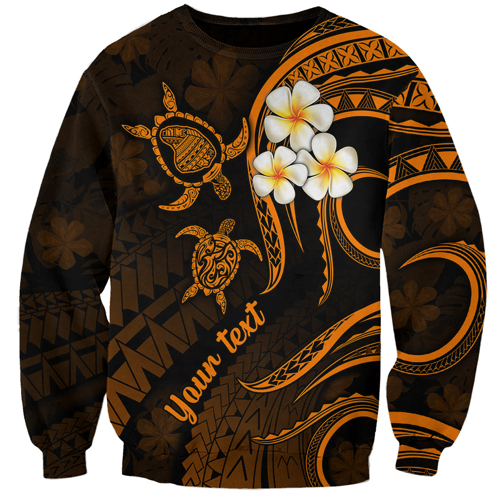 Personalised Lanai Hawaii Sweatshirt Polynesian Tattoo and Pacific Plumeria Gold Vibe LT9 Unisex Gold - Polynesian Pride