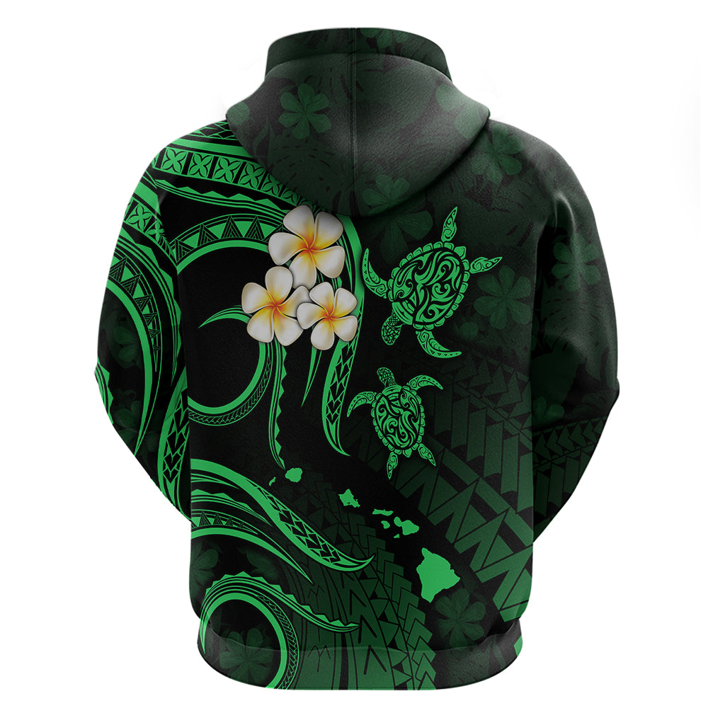 Custom Lanai Hawaii Hoodie Polynesian Tattoo and Pacific Plumeria Green Vibe LT9 - Polynesian Pride