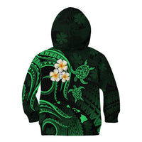 Personalised Lanai Hawaii Kid Hoodie Polynesian Tattoo and Pacific Plumeria Green Vibe LT9 - Polynesian Pride