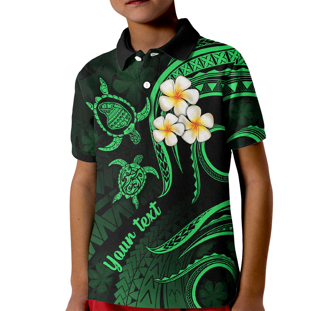 Personalised Lanai Hawaii Kid Polo Shirt Polynesian Tattoo and Pacific Plumeria Green Vibe LT9 Kid Green - Polynesian Pride