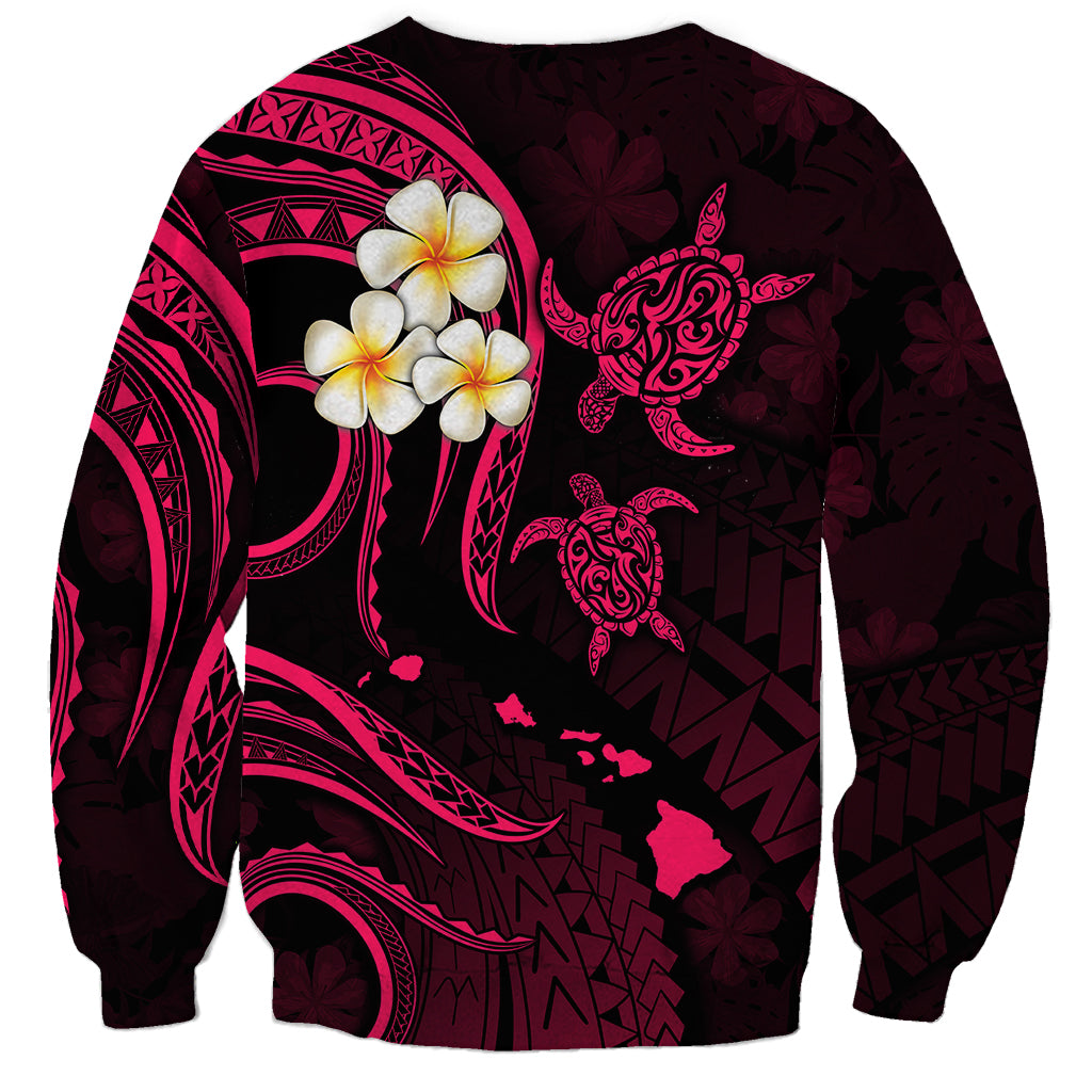 Personalised Lanai Hawaii Sweatshirt Polynesian Tattoo and Pacific Plumeria Pink Vibe LT9 - Polynesian Pride