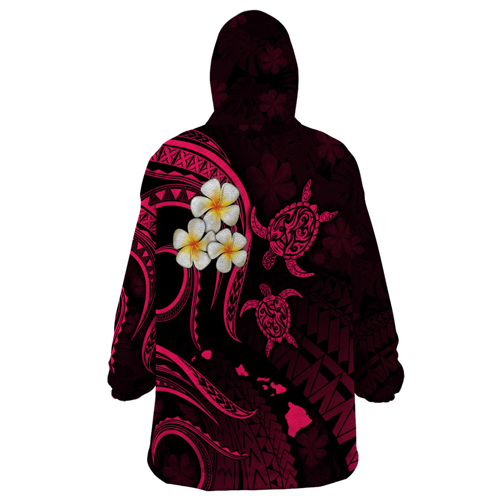 Personalised Lanai Hawaii Wearable Blanket Hoodie Polynesian Tattoo and Pacific Plumeria Pink Vibe LT9 - Polynesian Pride