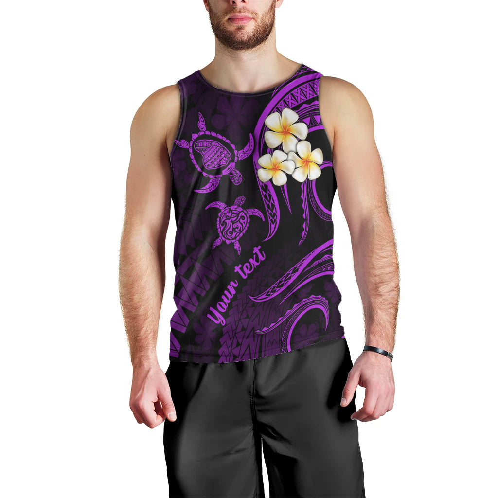 Personalised Lanai Hawaii Men Tank Top Polynesian Tattoo and Pacific Plumeria Purple Vibe LT9 - Polynesian Pride