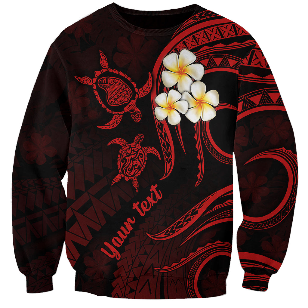 Personalised Lanai Hawaii Sweatshirt Polynesian Tattoo and Pacific Plumeria Red Vibe LT9 Unisex Red - Polynesian Pride