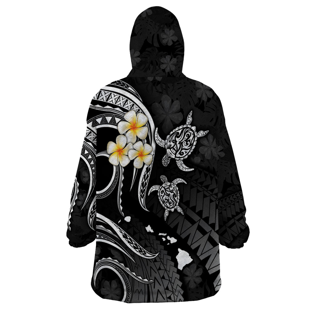 Personalised Lanai Hawaii Wearable Blanket Hoodie Polynesian Tattoo and Pacific Plumeria White Vibe LT9 - Polynesian Pride