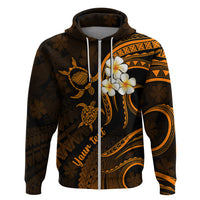 Custom Kauai Hawaii Hoodie Polynesian Tattoo and Pacific Plumeria Gold Vibe LT9 Zip Hoodie Gold - Polynesian Pride