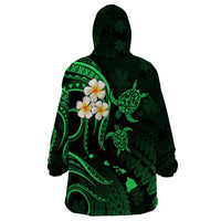 Personalised Kauai Hawaii Wearable Blanket Hoodie Polynesian Tattoo and Pacific Plumeria Green Vibe LT9 - Polynesian Pride