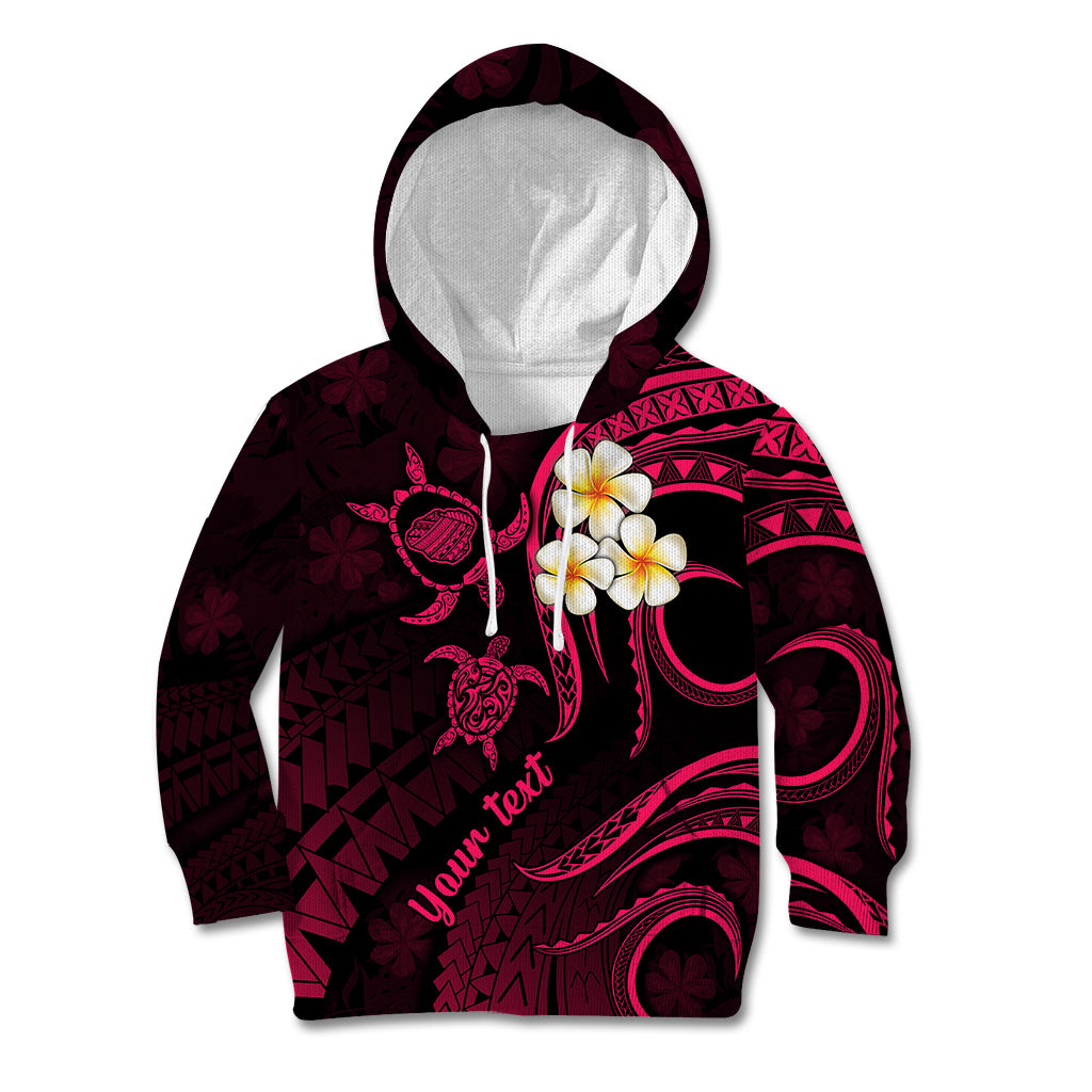 Personalised Kauai Hawaii Kid Hoodie Polynesian Tattoo and Pacific Plumeria Pink Vibe LT9 Hoodie Pink - Polynesian Pride
