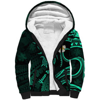 Personalised Kauai Hawaii Sherpa Hoodie Polynesian Tattoo and Pacific Plumeria Turquoise Vibe LT9 Unisex Turquoise - Polynesian Pride