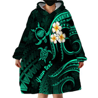 Personalised Kauai Hawaii Wearable Blanket Hoodie Polynesian Tattoo and Pacific Plumeria Turquoise Vibe LT9 - Polynesian Pride