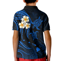 Personalised Kahoolawe Hawaii Kid Polo Shirt Polynesian Tattoo and Pacific Plumeria Blue Vibe LT9 - Polynesian Pride