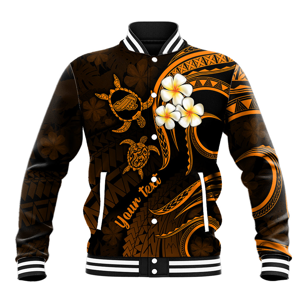 Personalised Kahoolawe Hawaii Baseball Jacket Polynesian Tattoo and Pacific Plumeria Gold Vibe LT9 Unisex Gold - Polynesian Pride