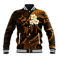Personalised Kahoolawe Hawaii Baseball Jacket Polynesian Tattoo and Pacific Plumeria Gold Vibe LT9 Unisex Gold - Polynesian Pride