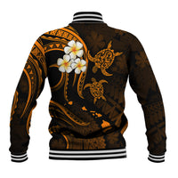 Personalised Kahoolawe Hawaii Baseball Jacket Polynesian Tattoo and Pacific Plumeria Gold Vibe LT9 - Polynesian Pride